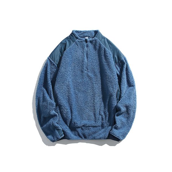 Custom OEM ODM Stand Collar Air Breath Thermal Fleece Pullover, Constant Temperature Warm Color Block Outdoor Hiking Top, Custom Logo & Fabric