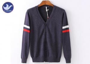 Wholesale Sleeves Stripes Mens Knit Cardigan Sweater V Neck Plain Knitting Buttons Up Clothes from china suppliers