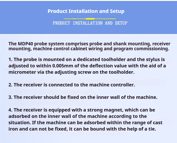 MDP40 High Accuracy Wireless CNC Touch Probe 3D Edge Finder Measuring Sensor Kit for CNC Machines