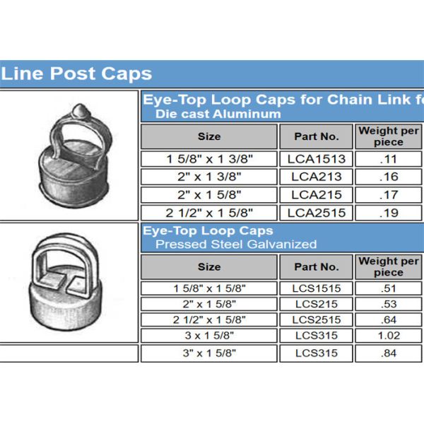 Metal Eye Top Line Post Caps 1-5/8"×1-3/8" , Chain Link Fence Accessories