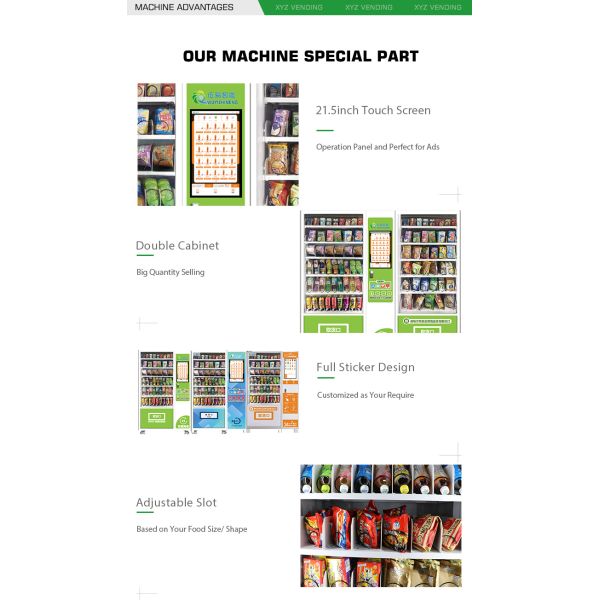 Airport Shopping Mall School Hospital Large Capacity Touch Screen Beverage Automatic Snack and Drink Vending Machine