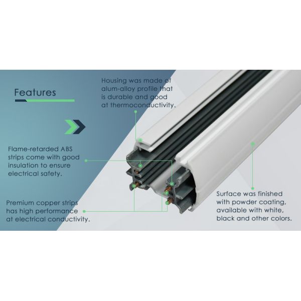 Thickened Aluminum Track Rail Strip 4 Wire 3 Circuit