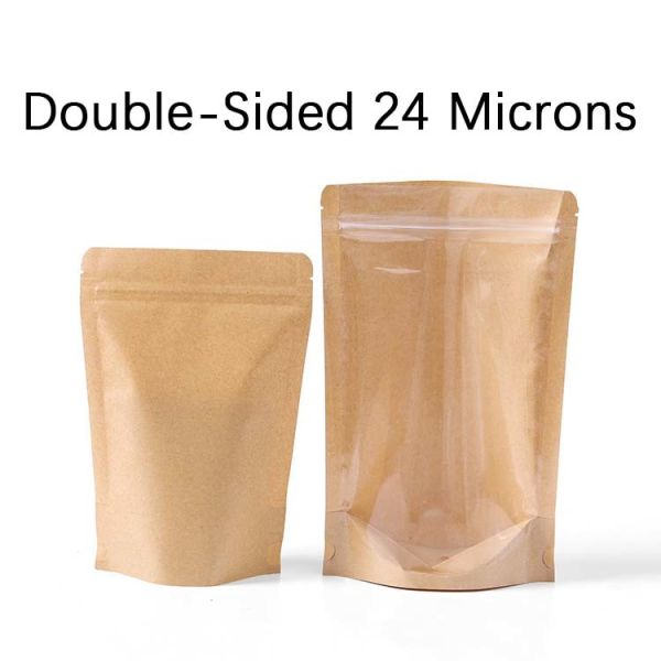 Customizable Stand up Pouch With Window Kraft Paper Food Packaging Bag Ziplock Bag