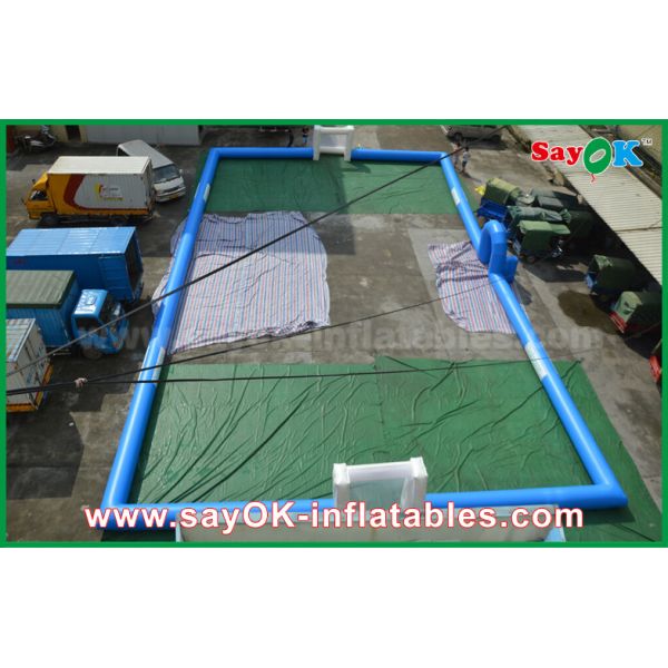 Inflatable Football Toss Game Blue Inflatable Football Field Areas Playground Commercial Grade With Print