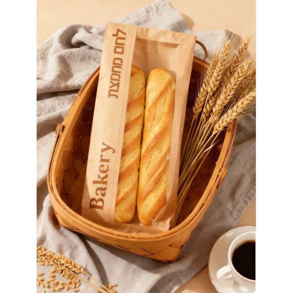 Customized Window Flat Satchel Kraft Paper Bag With Clear WindowUse For Bakery Bag Bread Bag Food Bag