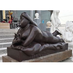 Wholesale BLVE Bronze Fat Woman Lady Sculpture Fernando Botero Statue Life Size Modern Art Outdoor Garden Decoration from china suppliers