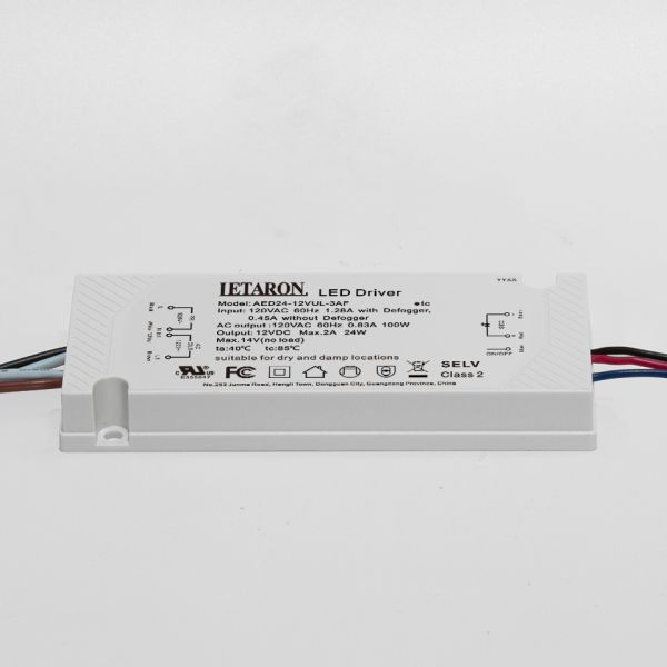 12V 24V UL Listed 24W LED Driver Integrated Relay Control for Bathroom Mirror Lights