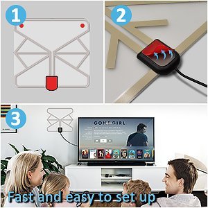 Indoor Digital Tv Antenna , Digital Tv Aerial With Amplifier Signal Booster , Usb Power Supply