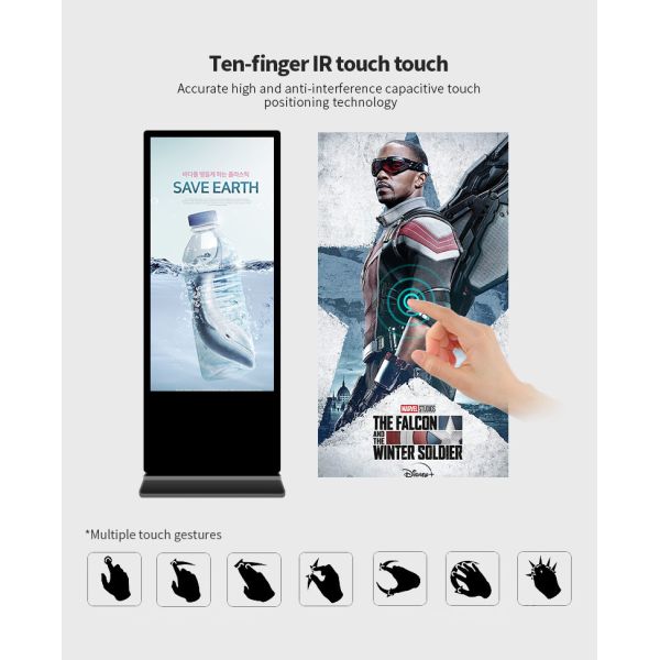 65" Totem Dual Screen Touch Screen Digital Signage Kiosk With Free CMS Software