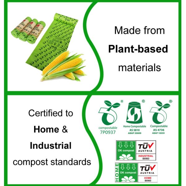 Plastic Biodegradable Garbage Bags / Compostable Trash Bags Roll