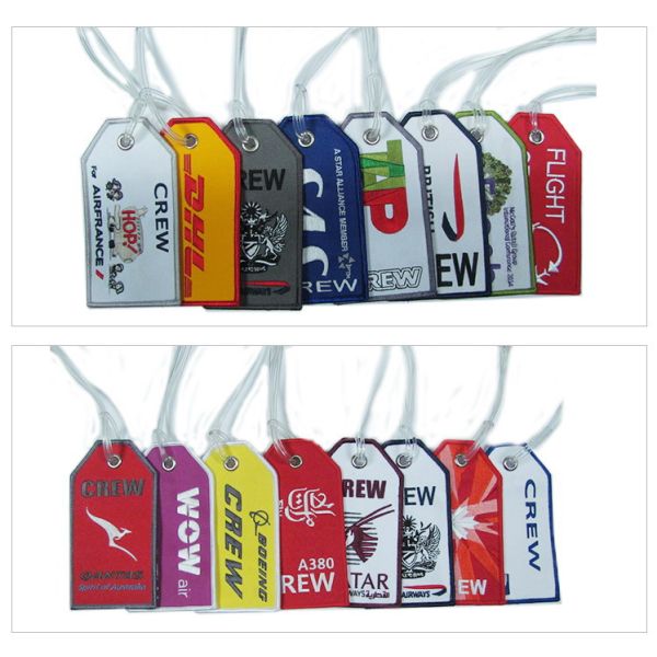 Customized Remove Flight Airplane Embroidery Keychain Crew Embroidered Key Tag