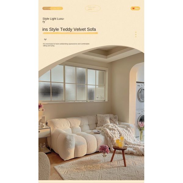 Custom Modern Villa Living Room Sofa Bed Sponge Corner Sofa Modular Sectional Lamb Fleece Cloud Couch Home Apartment