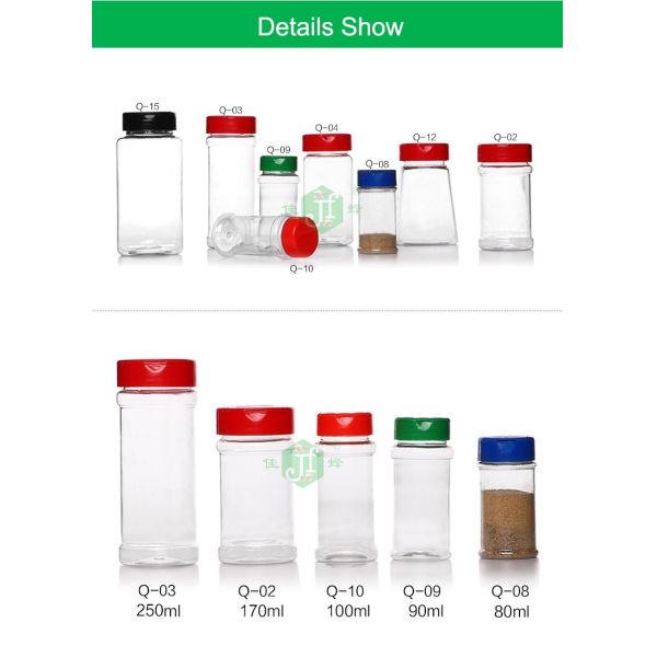 100ml Plastic Spice Container ,BBQ Condiment Pepper Bottle With Flip top, Clear Plastic Spice Jar
