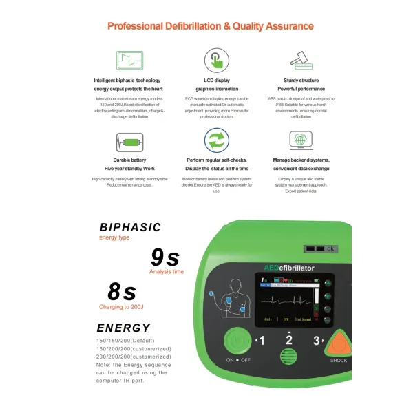 St-A7000plus Color Screen Aed Data Transfer Biphasic Portable Automated External Defibrillator Machine Emergency Equipment