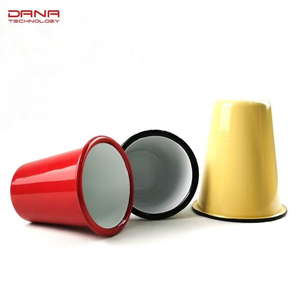 Enamel Coating Double Coating 0.5mm Thickness Custom Logo Sublimation Metal Steel Camping Coffee Tea Tumbler Mugs Handle