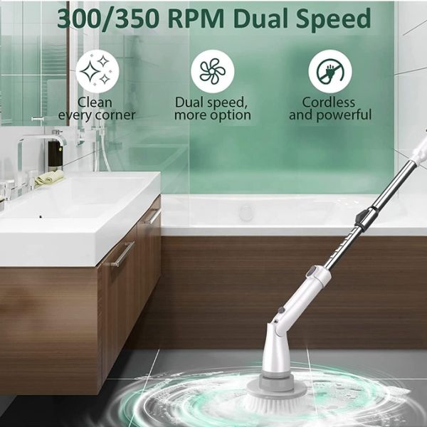 Battery Powered Electric Spin Scrubber Cleaning Brush 2500mAh
