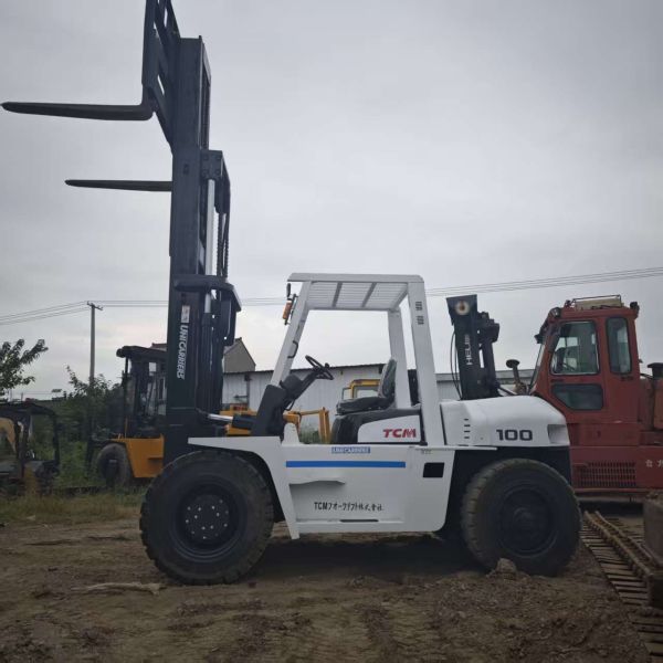 Well Maintained Second Hand TCM FD100 Forklift With Fork Positioner Raise 3m Original Tcm 10 Ton Used Diesel Forklift For Sale