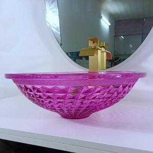 Wholesale Crystal Glass 12mm Purple Glass Sink Bowl For Restroom 140mm Height Modern from china suppliers