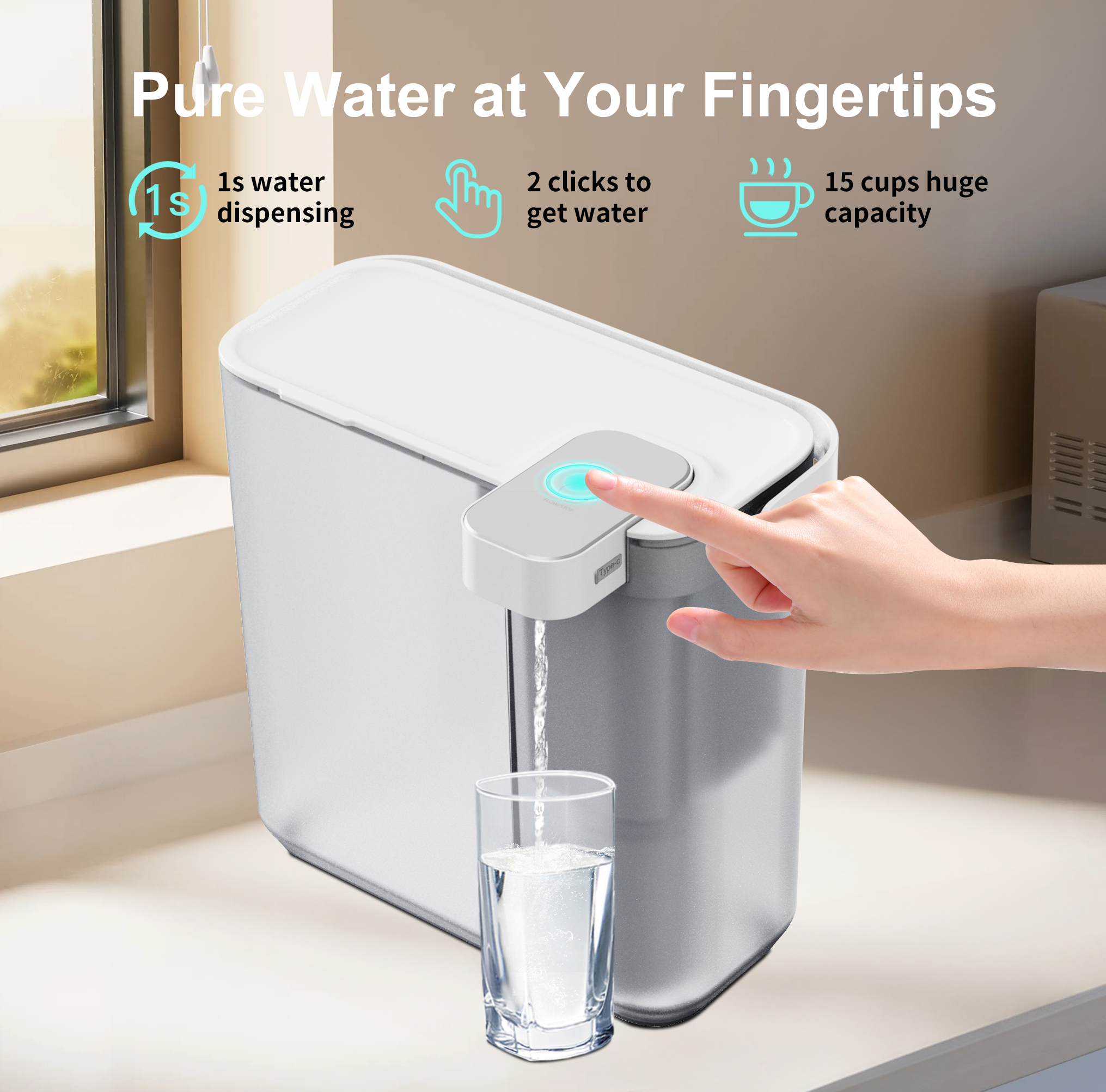 One-Key Control Easy Use Electric Water Filter Pitcher With 30-Day Battery Powers