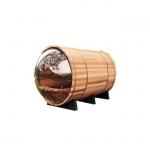China Electric Canadian Hemlock Wood Barrel Sauna Panoramic Round Cedar Sauna for sale
