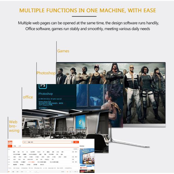 Intel Processor 23.8 inch Desktop Computer Motherboard Full Set for 2021 Fashion Design