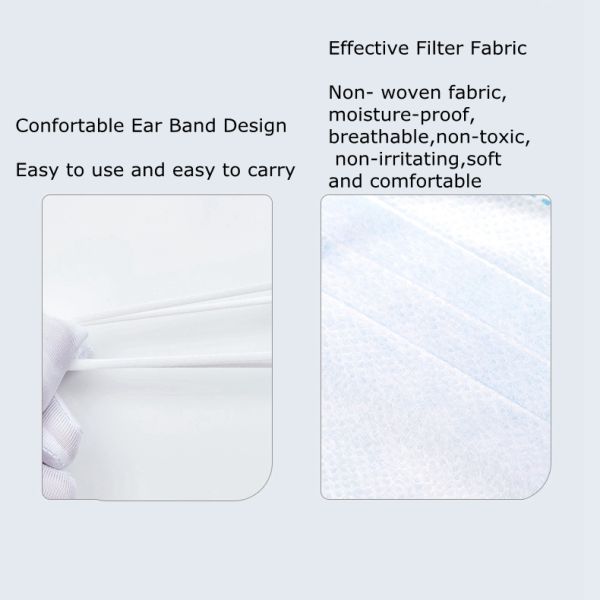 Non Woven Dispsoable Face Mask Three Ply Anti Pollution Mouth Mask For Outdoor