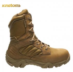 Wholesale Padded Collar Anti Tear Brown Leather Tactical Boots Hot Weather from china suppliers