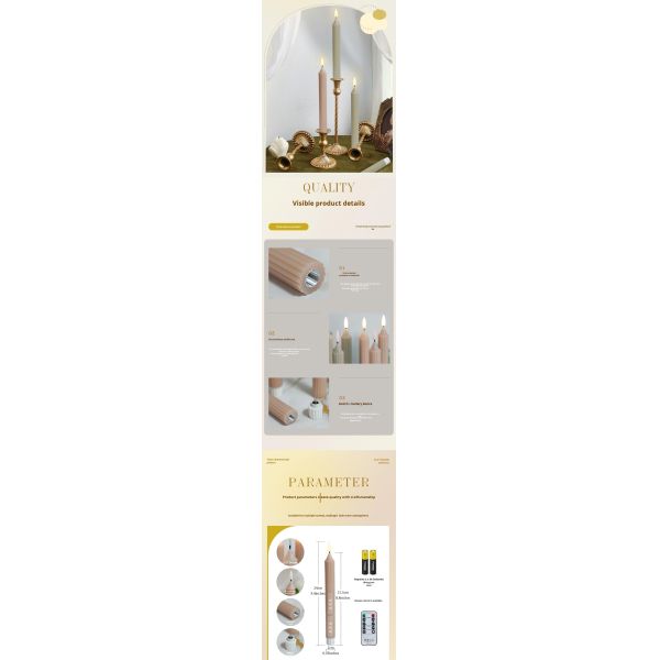 Handmade Remote Control Flameless Taper Candles with Flickering Warm White LED for Home Decoration