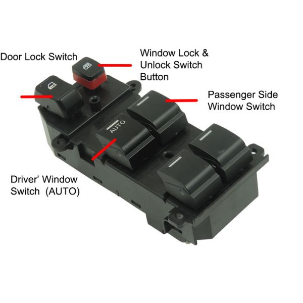 Black Driver Side Power Window Switch Front Side 35750-SNA-K01 CHM 2014
