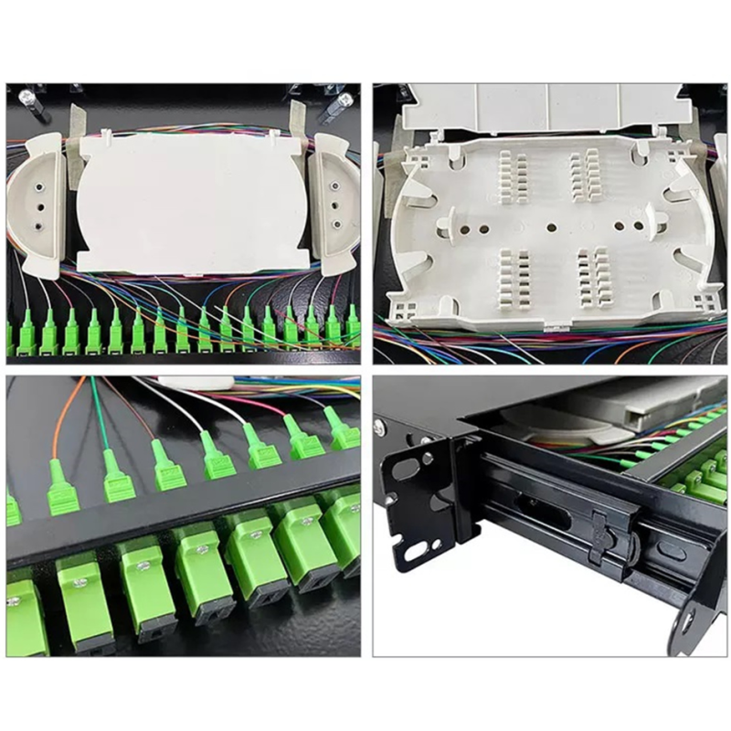 1U 19" 24 Port SC Simplex/LC Duplex Fiber Optic Rack Mount Enclosure Fiber Patch Panel-Unload
