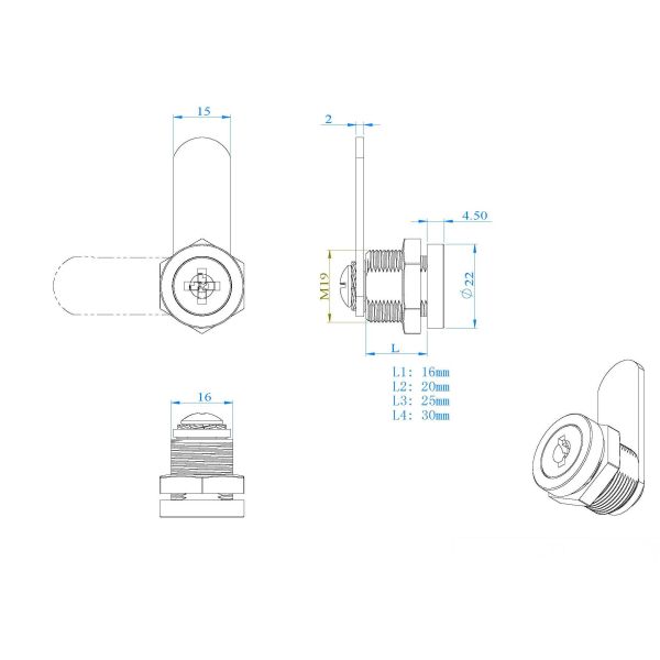 Round Face Cam Locks with Hook Cam