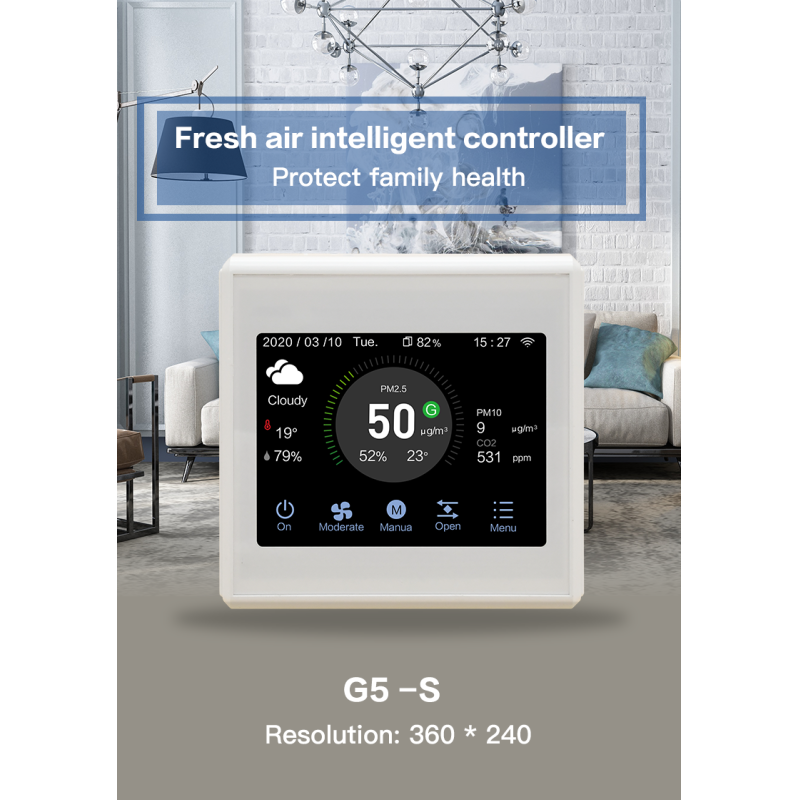 Building Ventilation Controller With RS485 Air Quality Sensors PM2.5 CO2 TVOC Monitoring