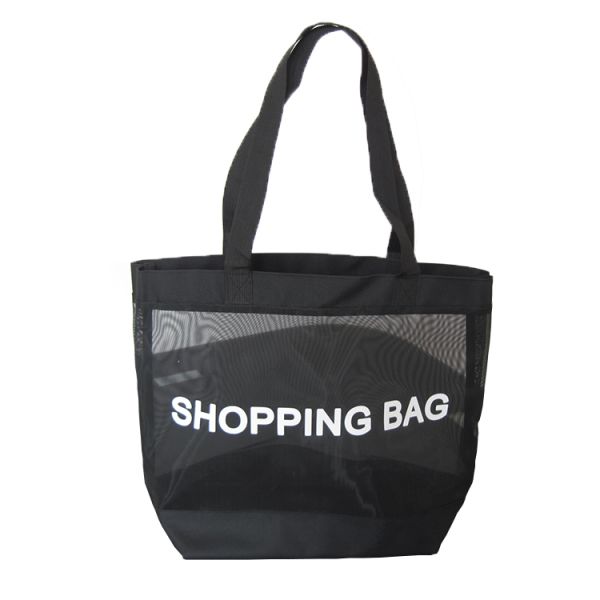 Mesh Beach Bags, Grocery Produce Tote Bag With Zipper & Pockets For Gym, Picnic, Shopping Or Travel