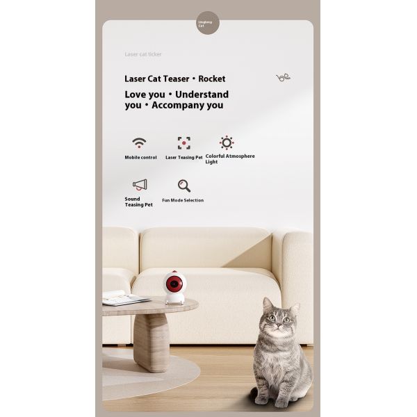Smart Interactive Eco-Friendly Electric Teaser Cats Laser Toy Cute ABS Material Model Du-TC02 Mobile Phone APP Remote Control