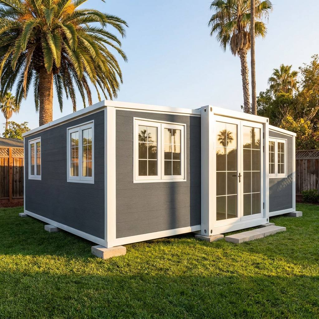 20ft Expandable Container House for Modern Backyard Offices - Minimalist White