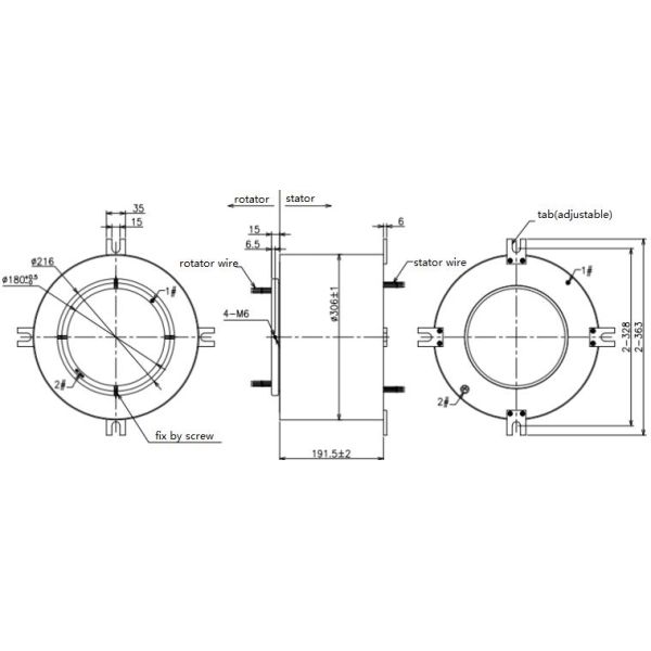 Rotary Table Big Bore Slip Ring , Conductive Slip Ring 380VAC / 24VDC