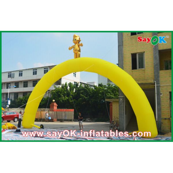 Inflatable Rainbow Arch Customized Yellow Fire - Proof Finish Line Inflatable Arch For Sports Games