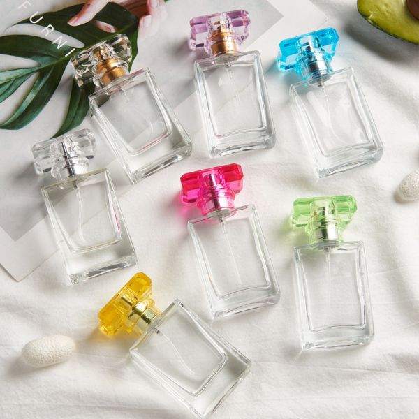 30ml 50ml Customizable Glass Mist Spray Bottle Luxury Empty Square Perfume Bottle