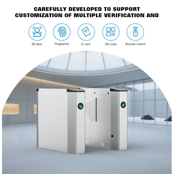 HCW Pedestrian Access Control Turnstile Security Wing Gates 304ss Ip42 With Face Recognition