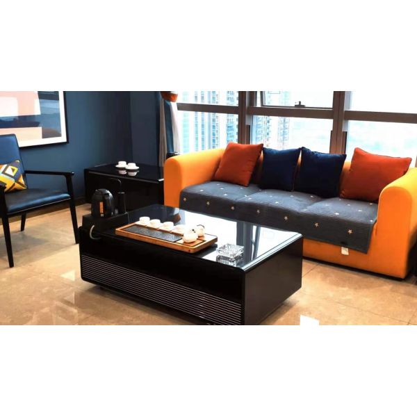 Hotel Restaurant Banquet or Home Dining Table Ottoman Smart Coffee Table with Refrigerator