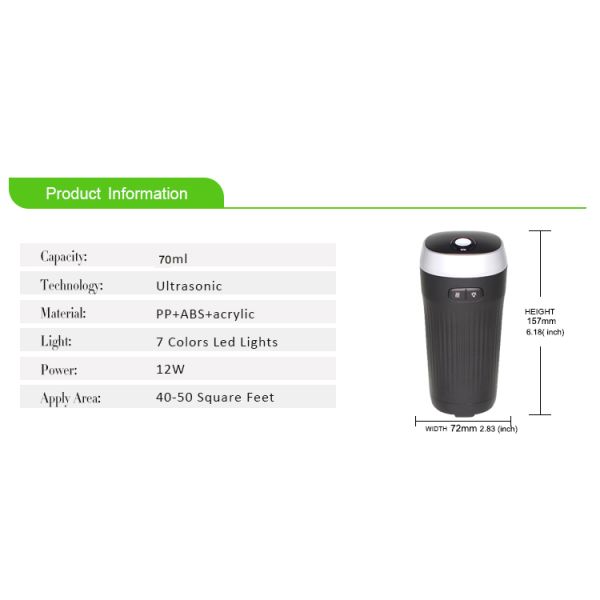 Car Aromatherapy USB 70ML Essential Oil Scent Diffuser