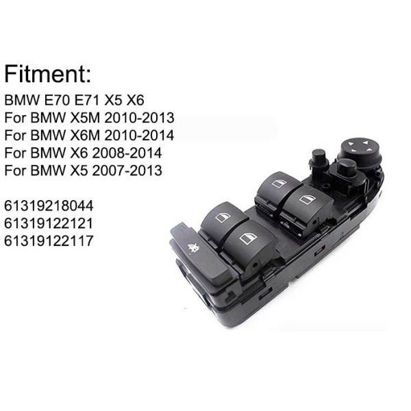 Durable BMW Power Window Switch , Power Window Main Switch X5 E70 E72 61319218044