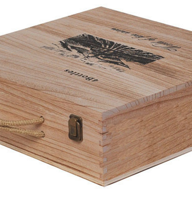 Natural Personalised Wooden Wine Gift Boxes , 6 Bottles Wooden Wine Gift Box With Rope Handle