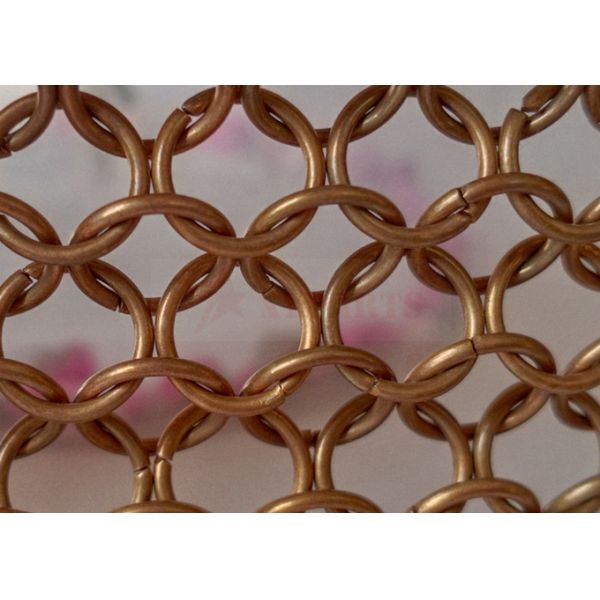 12mm Custom Metal Mesh Chain Mail Curtains Stainless Steel Gold Color