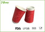 16oz Disposable Red Double Wall Paper Cups With Logo Printed , Food Grade