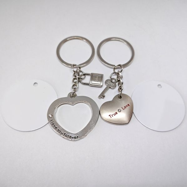 Cute Blanks Metal Sublimation Love Keychain For Couples