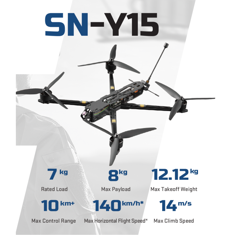 15 inch FPV drone with long range capability and 647mm wheelbase for stable agile flight