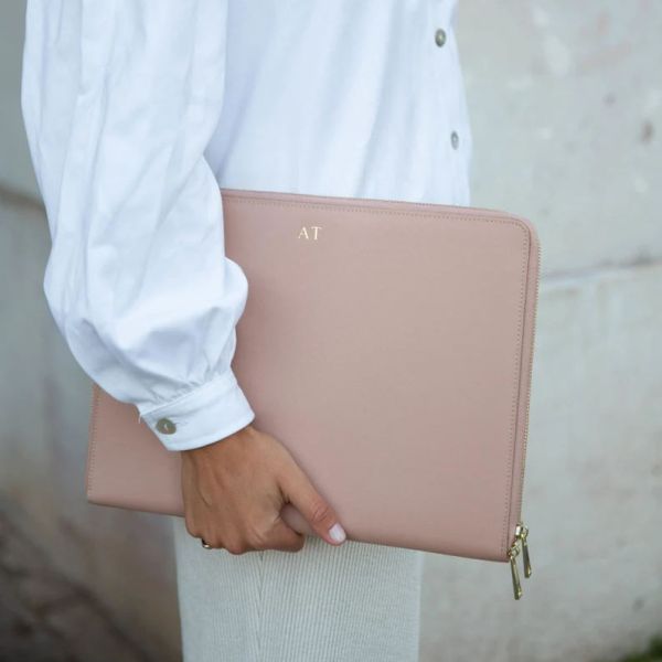 Custom Size Saffiano Leather Tech Cases 13 14 15 Inch Double Zipper Laptop Case