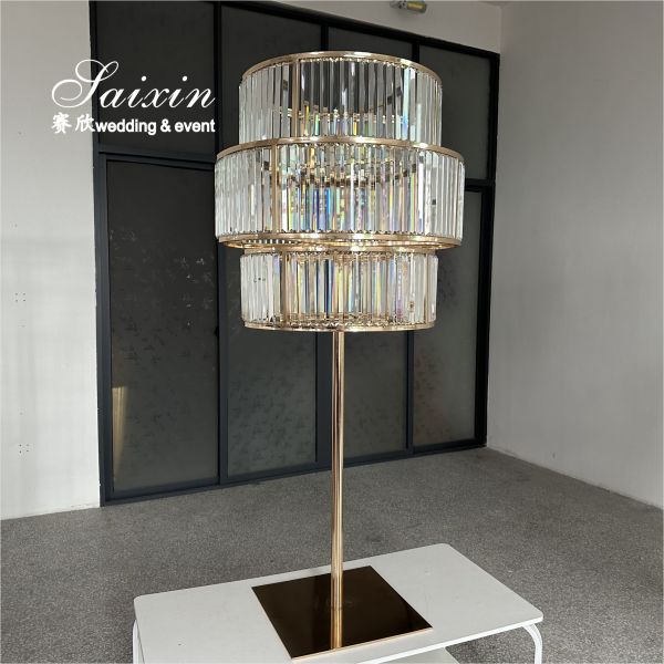 Wedding Flooring Decoration Tall Gold Flower Stand With Candle Holder Centerpiece