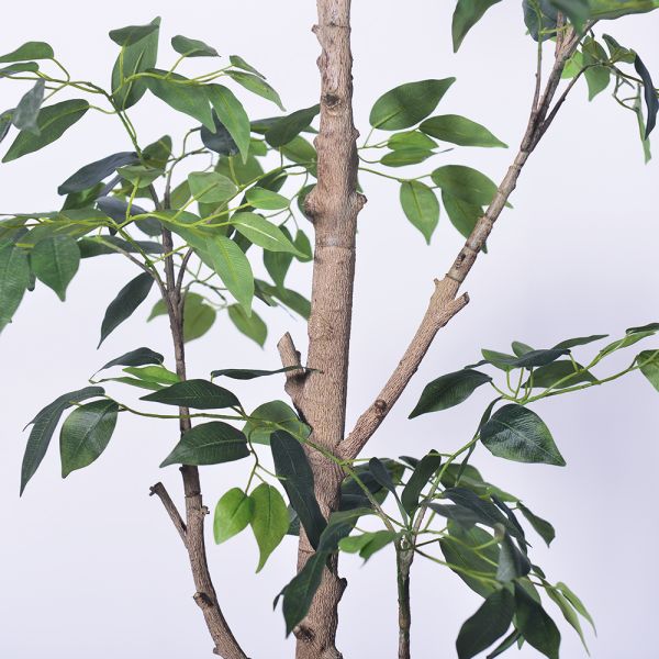 Haihong Manufacturer silk leaves 6 ft artificial ficus tree and Natural Trunk, Faux Ficus Tree with Plastic Pot, Fake Ficus Tree for Office Home